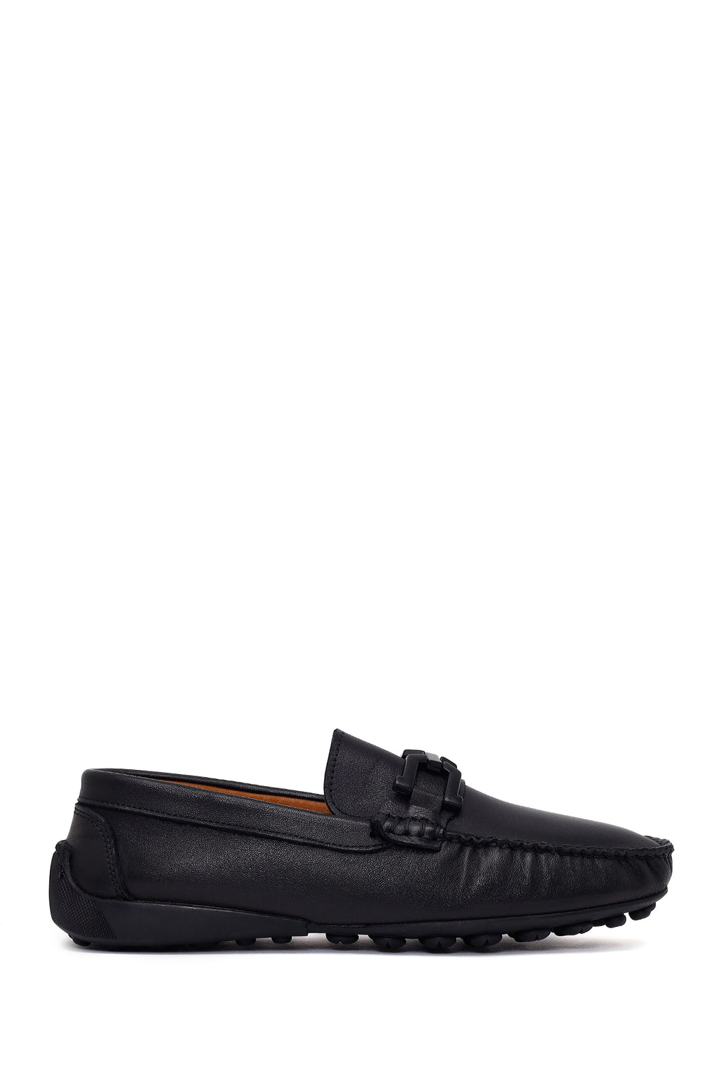 Erkek Siyah Tokalı Deri Loafer