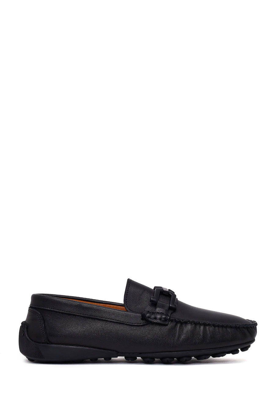 Men's Black Buckled Leather Loafer 26SFD755318 | Derimod
