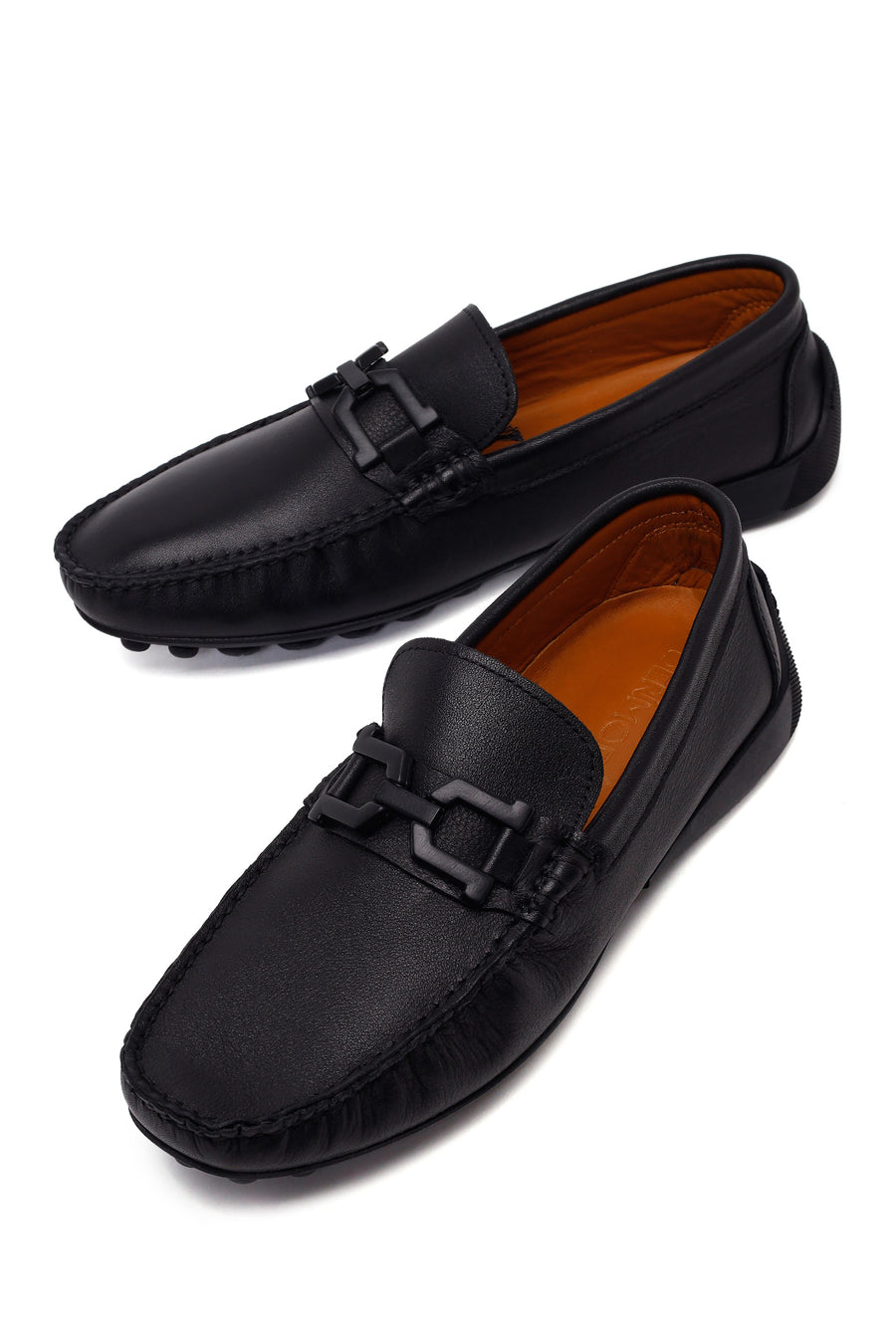 Men's Black Buckled Leather Loafer