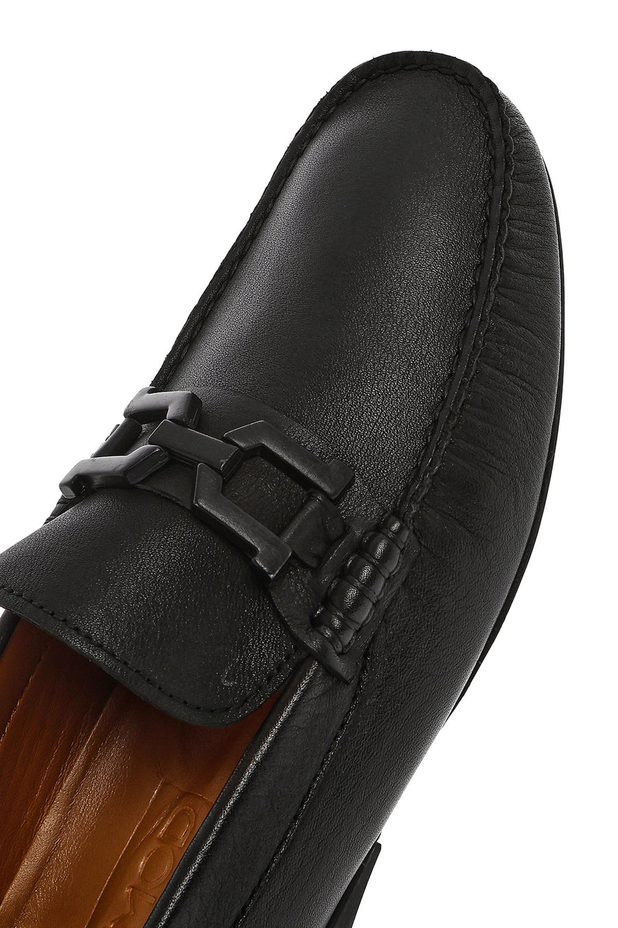 Men's Black Buckled Leather Loafer