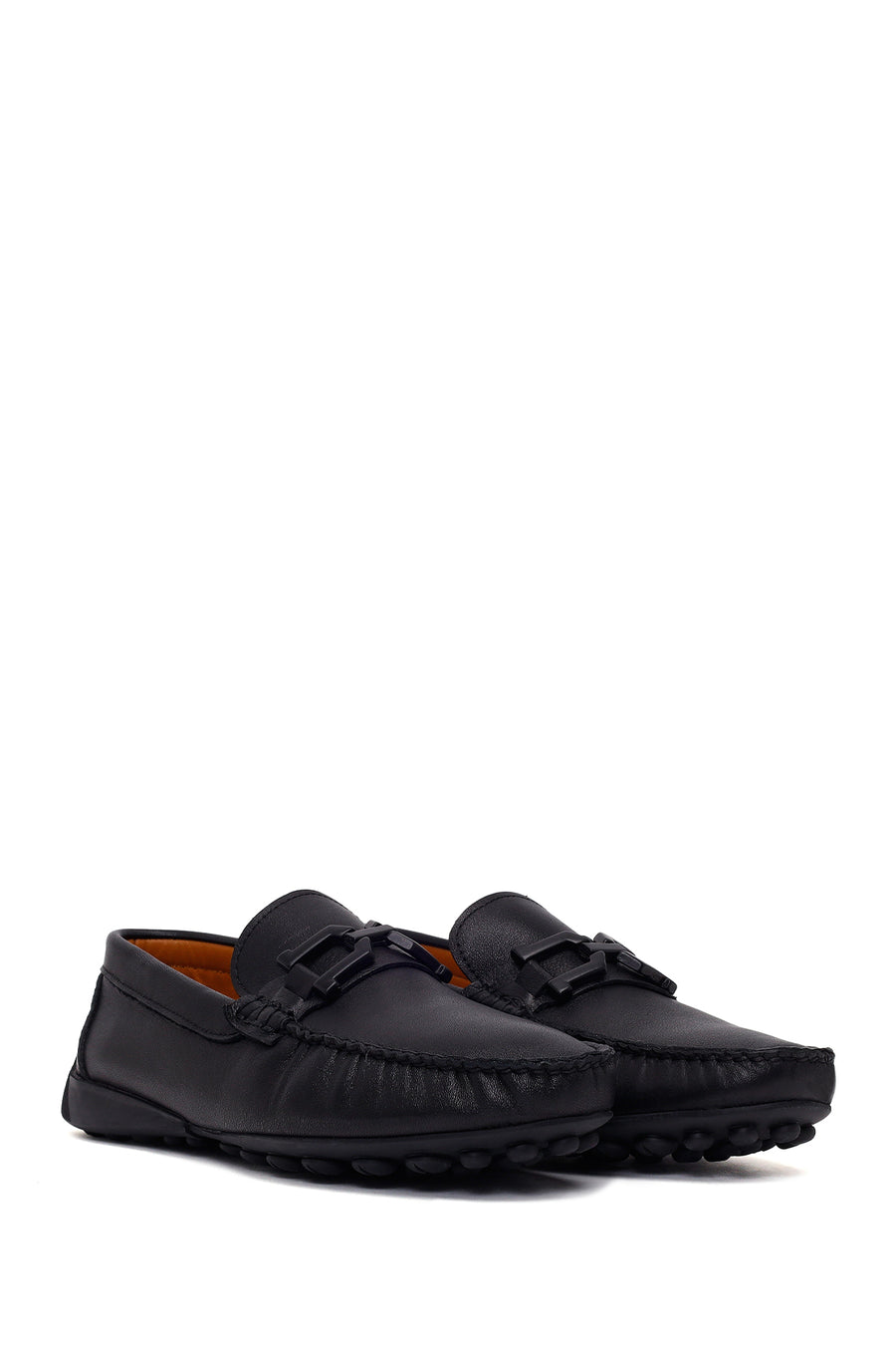 Men's Black Buckled Leather Loafer