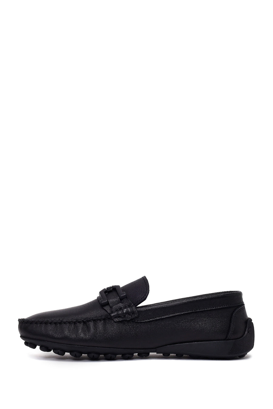 Men's Black Buckled Leather Loafer
