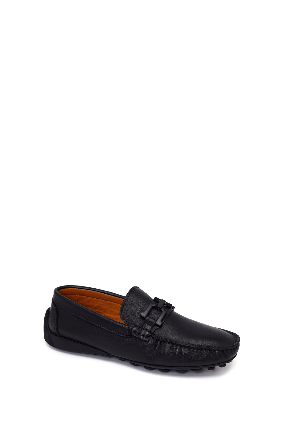 Men's Black Buckled Leather Loafer