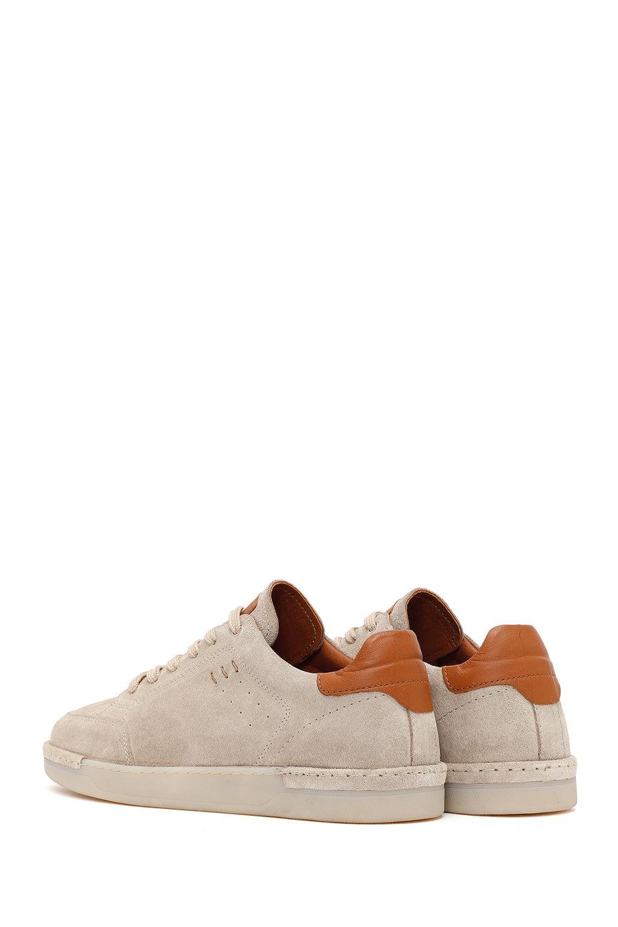 Erkek Bej Bağcıklı Süet Deri Sneaker