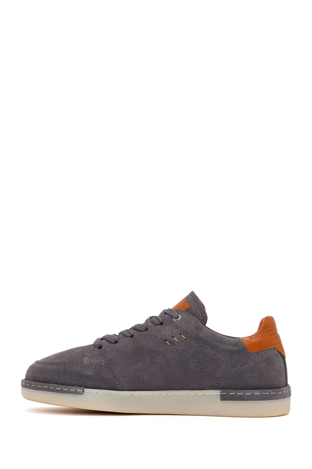 Erkek Gri Bağcıklı Süet Deri Sneaker