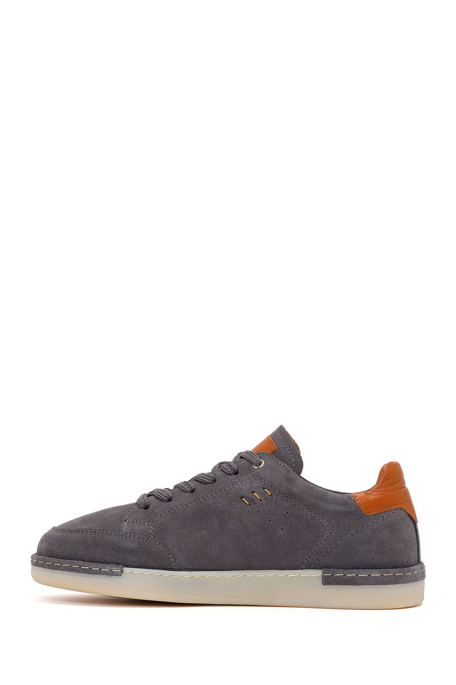 Erkek Gri Bağcıklı Süet Deri Sneaker