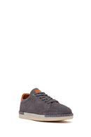 Men's Gray Lace-Up Suede Leather Sneaker | Derimod