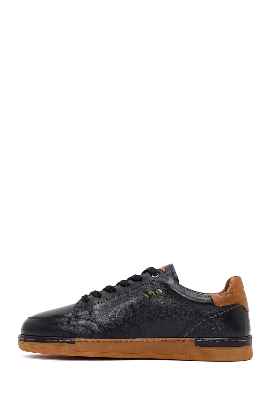 Men's Black Lace-up Leather Sneaker