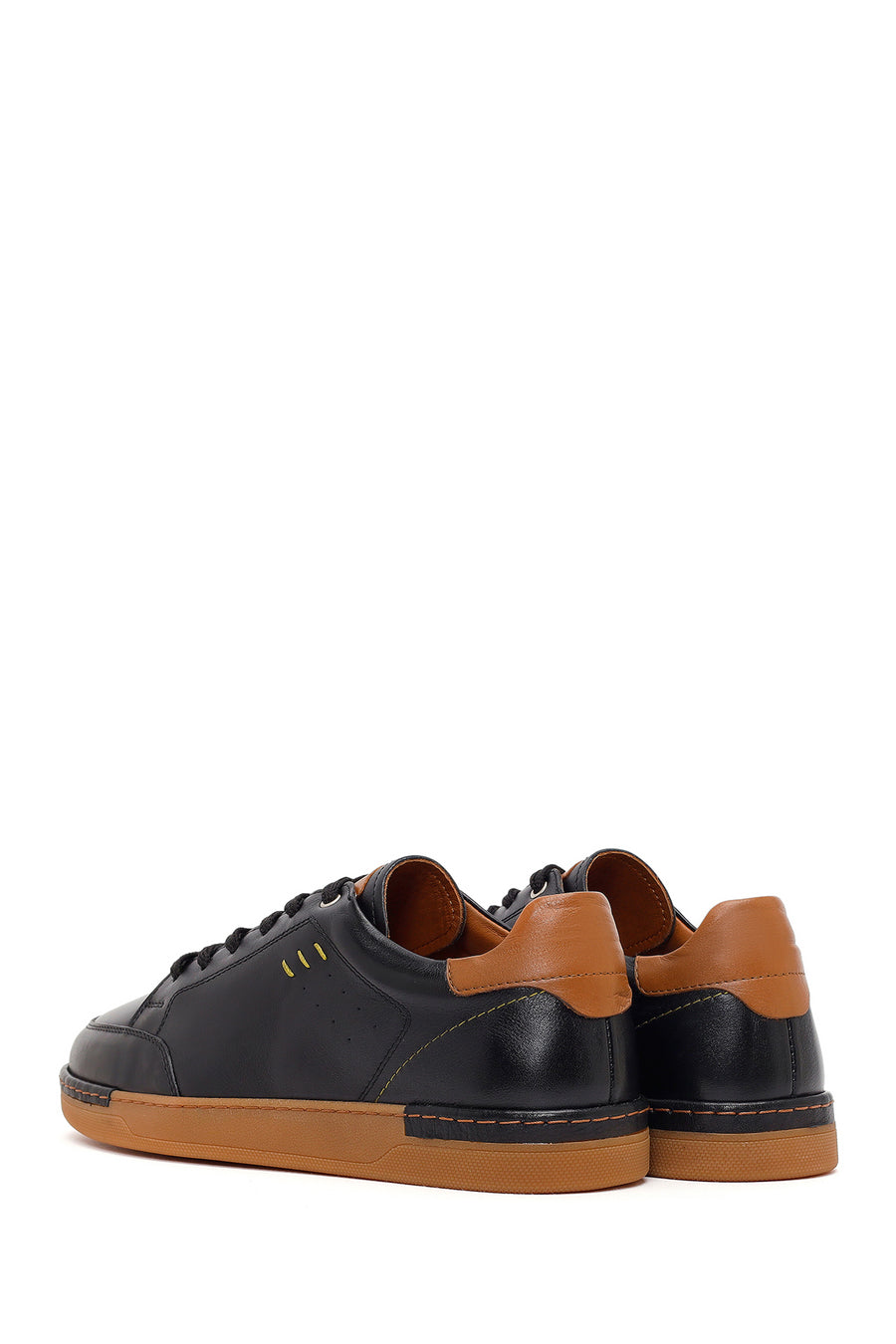 Men's Black Lace-up Leather Sneaker