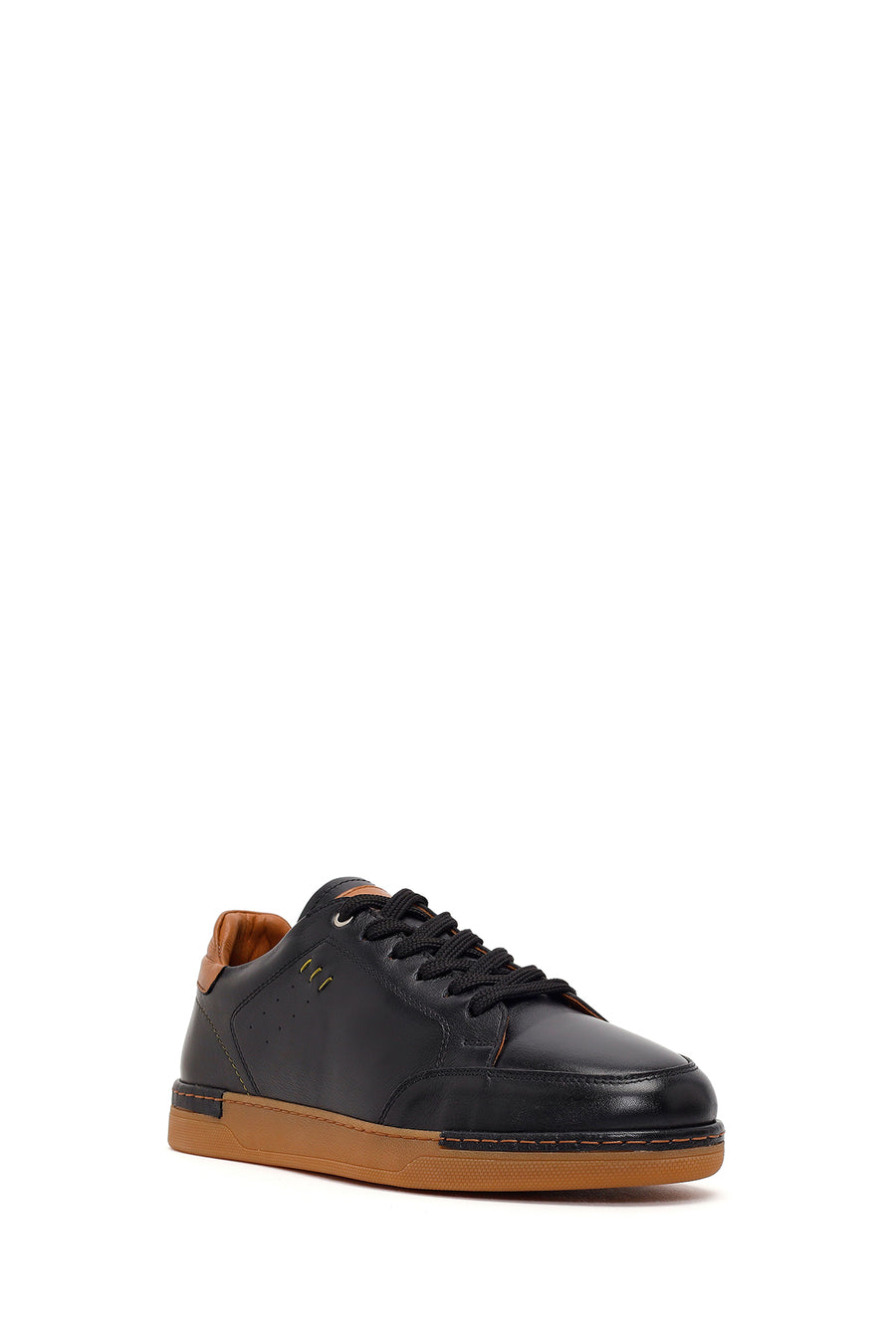 Men's Black Lace-up Leather Sneaker