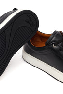 Men's Black Lace-up Thick-Sole Leather Sneaker | Derimod