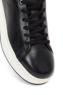 Men's Black Lace-up Thick-Sole Leather Sneaker | Derimod