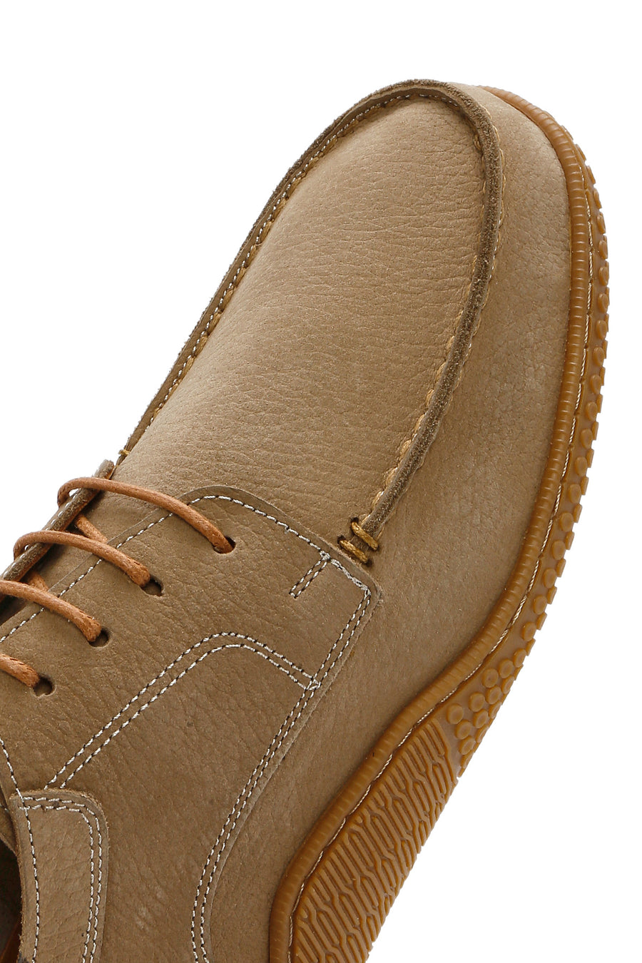 Men's Beige Lace-Up Nubuck Leather Casual Shoes