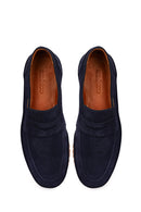 Erkek Lacivert Süet Deri Loafer | Derimod