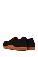 Men's Black Chunky-Sole Nubuck Leather Loafers | Derimod