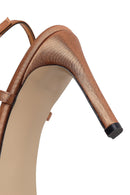 Kadın Bronz Bilekten Tokalı Yüksek İnce Topuklu Saten Sandalet | Derimod