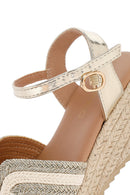 Kadın Krem Bilekten Tokalı Dolgu Topuklu Espadril Sandalet | Derimod