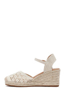 Kadın Bej Bilekten Tokalı Dolgu Topuklu Espadril | Derimod