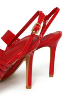 Woman Red Buckled Ankle Strap Slim High-Heeled Patent Leather Sandals | Derimod