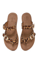 Kadın Leopar Desenli Parmak Arası Süet Terlik | Derimod