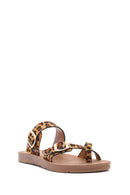 Kadın Leopar Desenli Parmak Arası Süet Terlik | Derimod