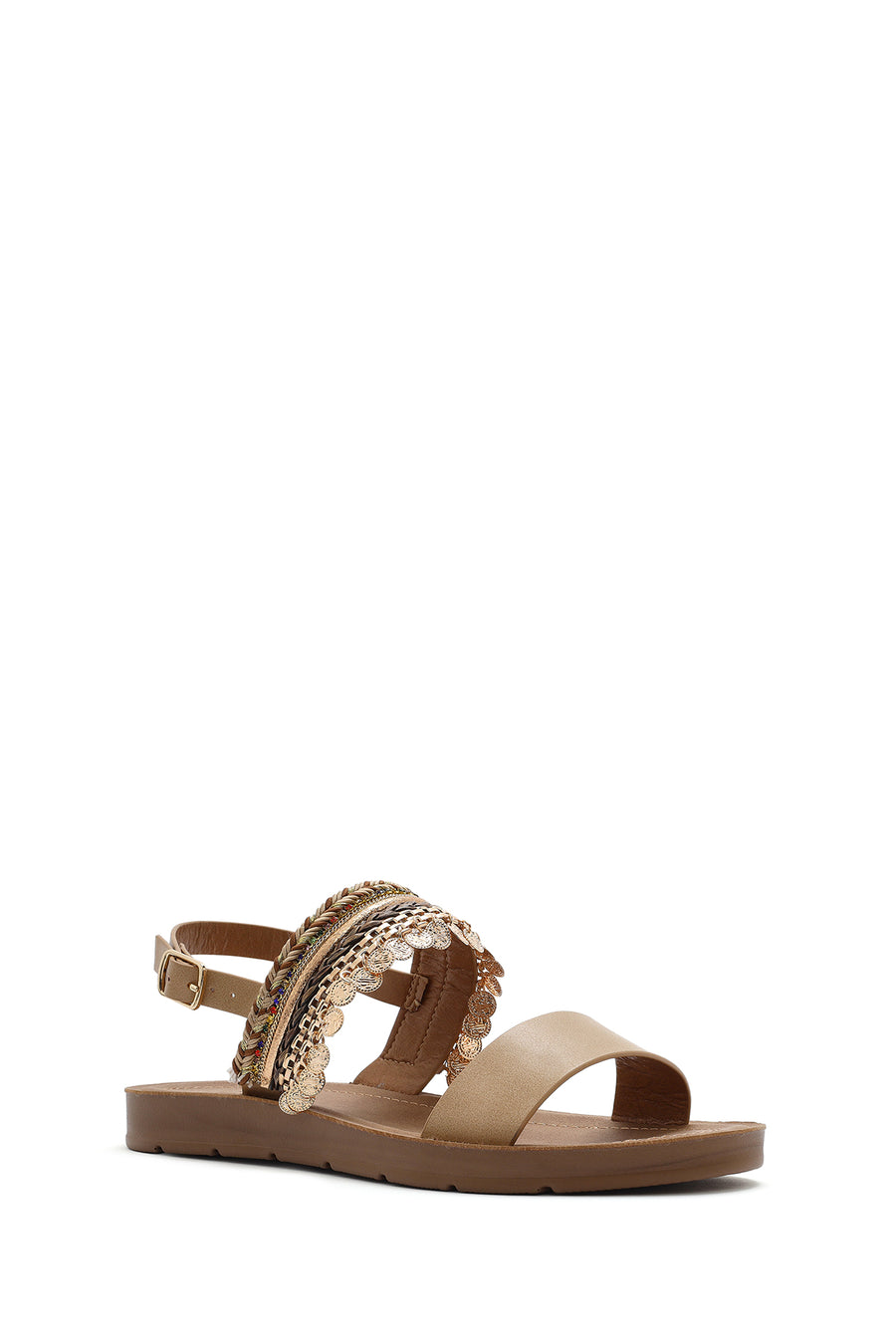 Women's Beige Back Tie Stone Sandals