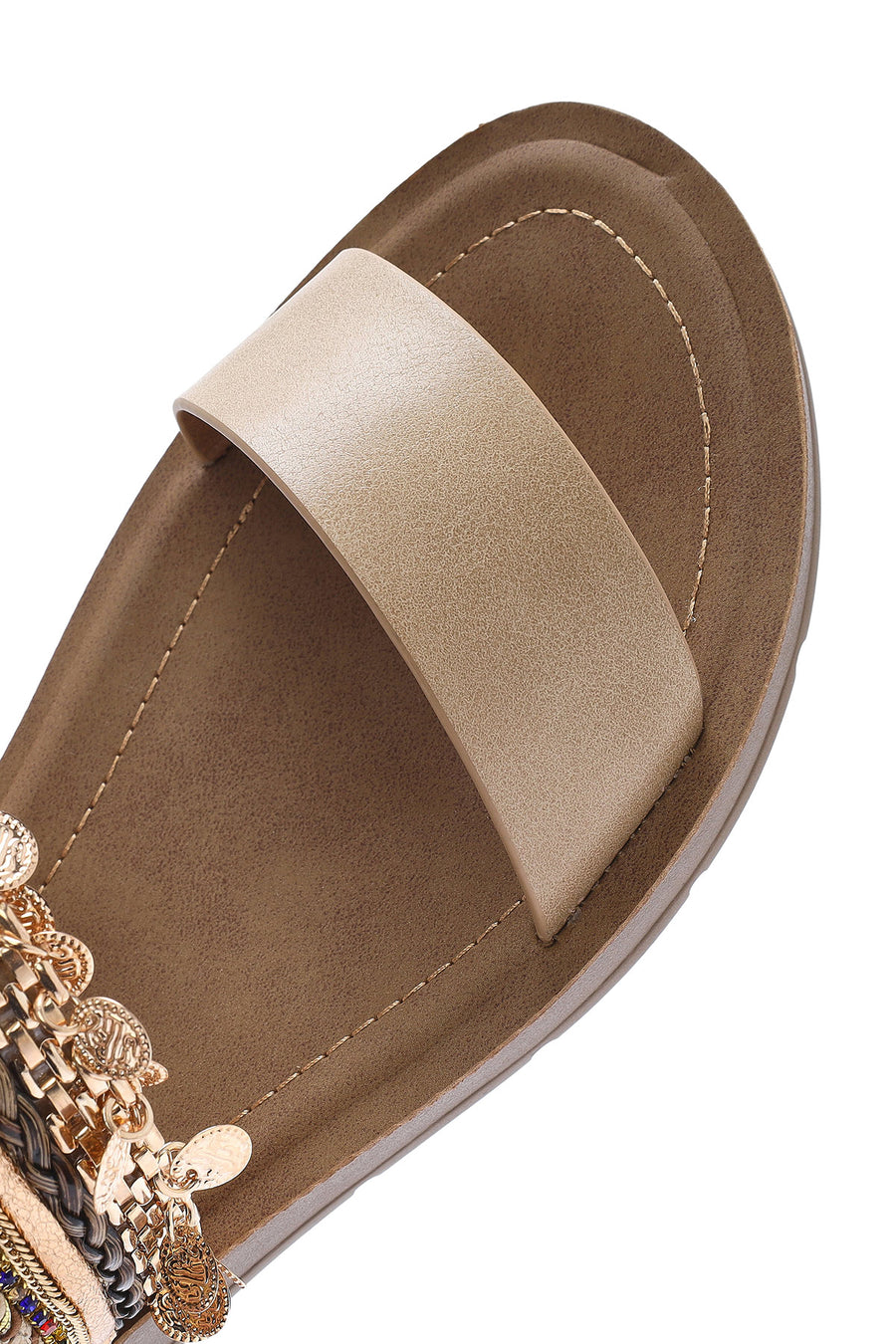 Women's Beige Back Tie Stone Sandals