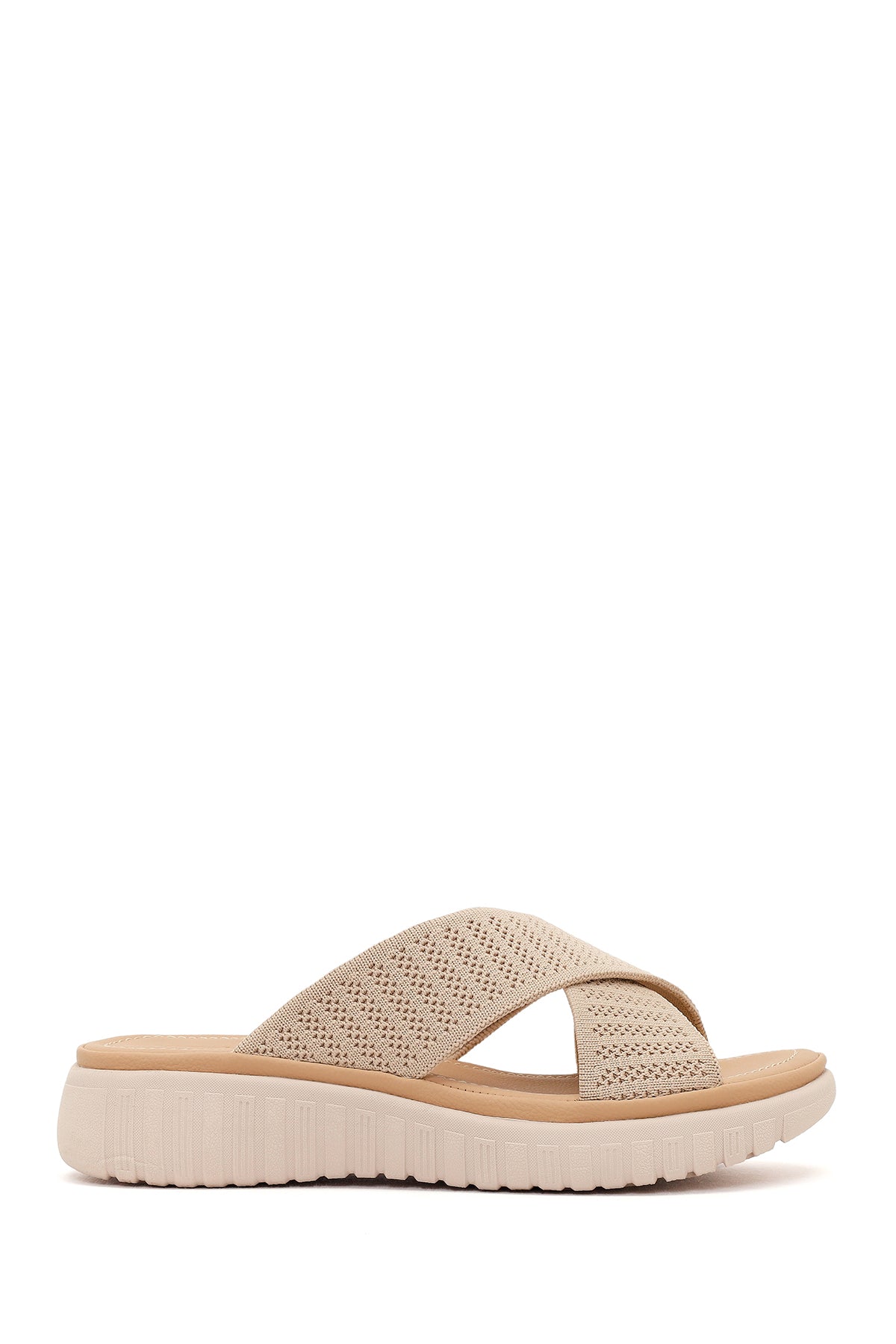 Women's Beige Thick-Soled Fabric Comfort Slippers 26SFE46276F | Derimod