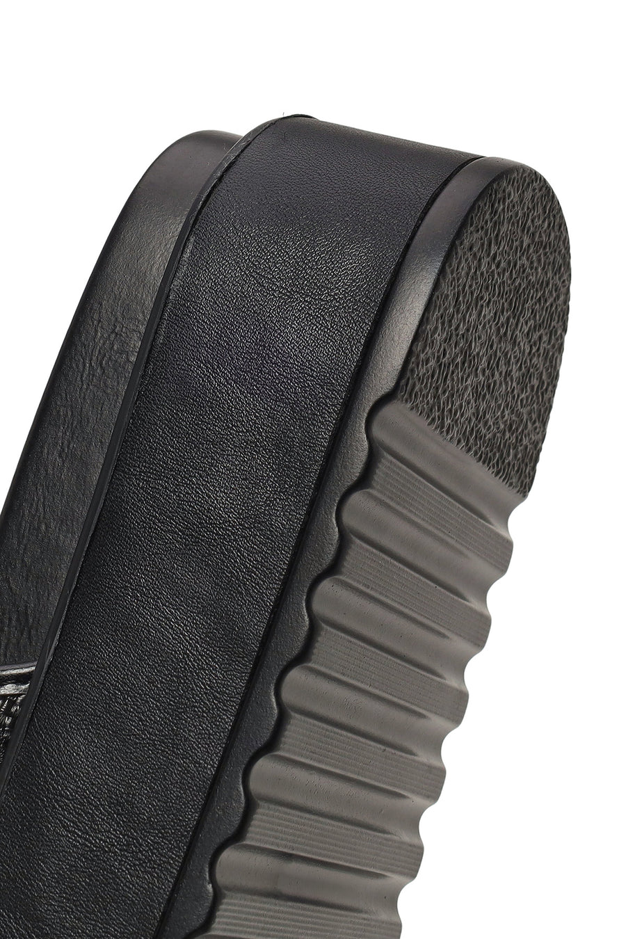 Woman Black Thick-Soled Patterned Slippers