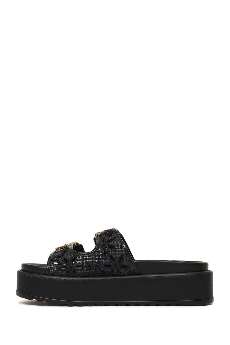 Woman Black Thick-Soled Patterned Slippers