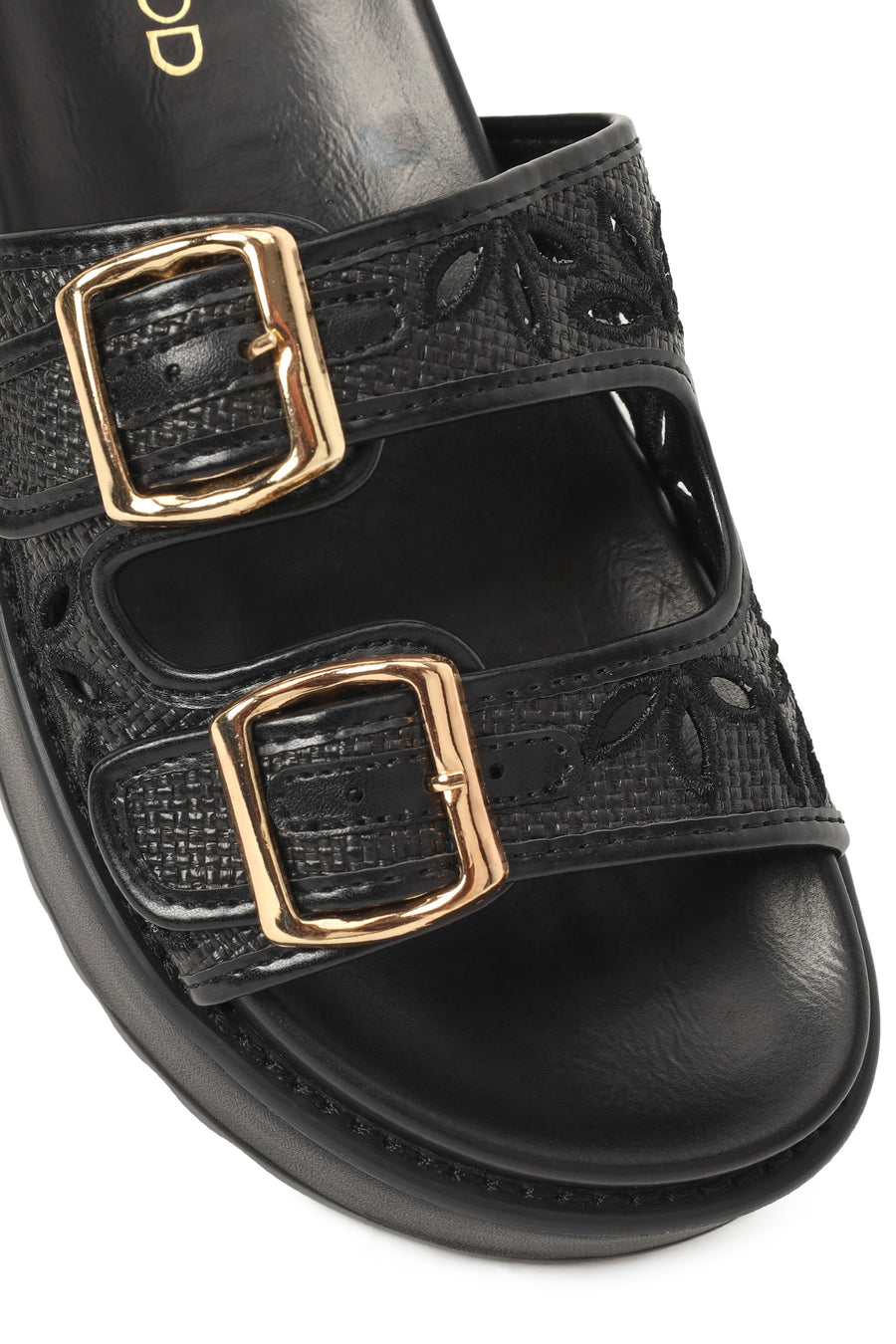 Woman Black Thick-Soled Patterned Slippers