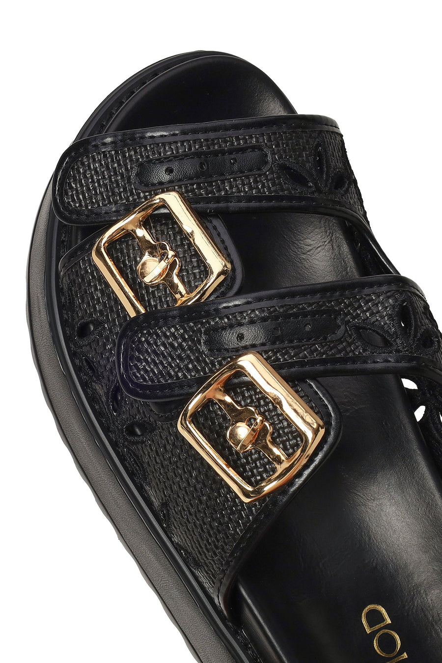 Woman Black Thick-Soled Patterned Slippers