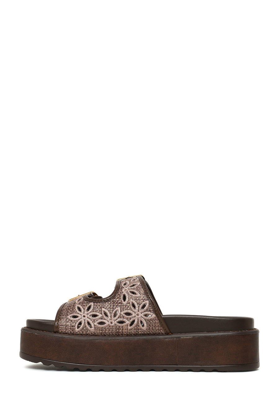 Woman Brown Patterned Thick-Soled Slippers