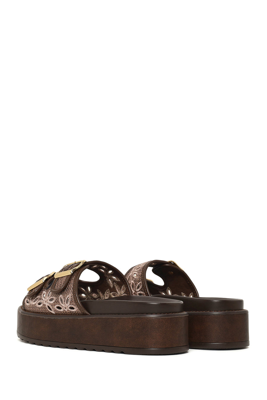 Woman Brown Patterned Thick-Soled Slippers