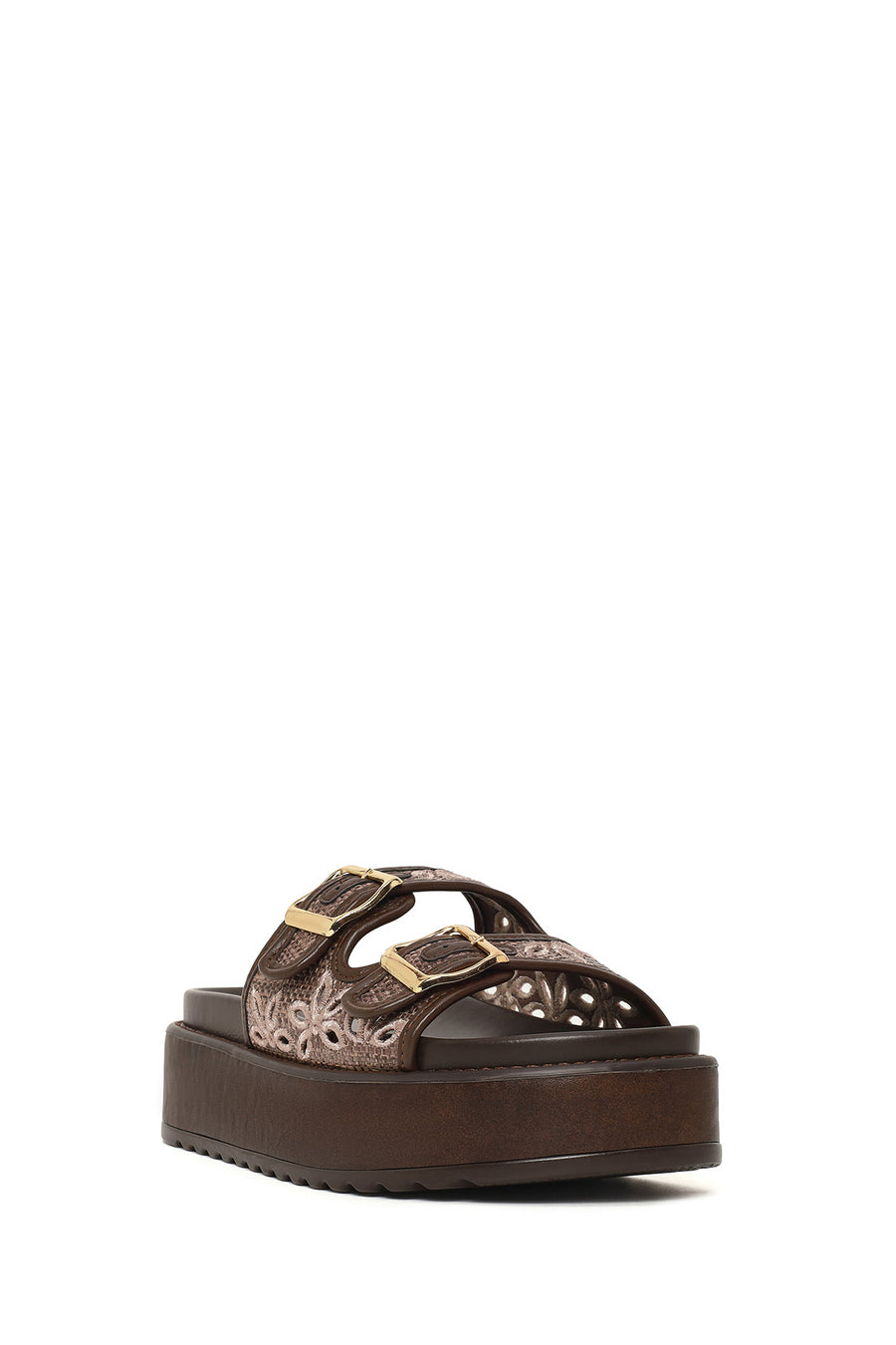 Woman Brown Patterned Thick-Soled Slippers