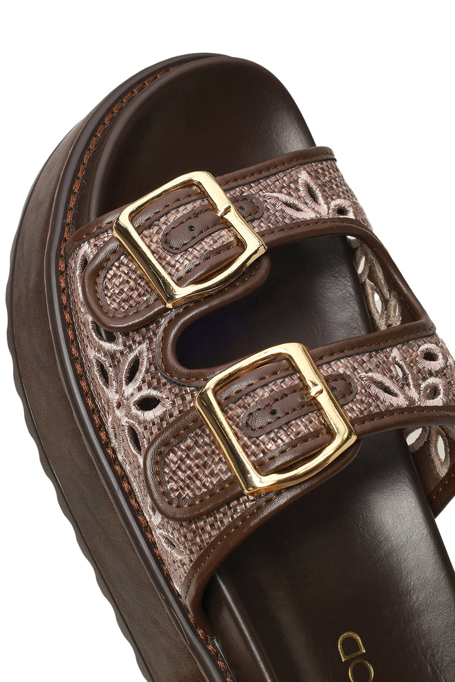 Woman Brown Patterned Thick-Soled Slippers