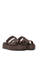 Woman Brown Strappy Thick-Soled Slipper | Derimod