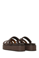 Woman Brown Strappy Thick-Soled Slipper | Derimod