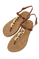 Woman Tan Accessory-Detail Toe-Post Sandals | Derimod