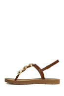 Woman Tan Accessory-Detail Toe-Post Sandals | Derimod