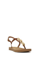 Woman Tan Accessory-Detail Toe-Post Sandals | Derimod