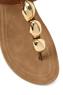 Woman Tan Accessory-Detail Toe-Post Sandals | Derimod