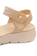 Kadın Bej Kalın Tabanlı Kumaş Comfort Sandalet | Derimod