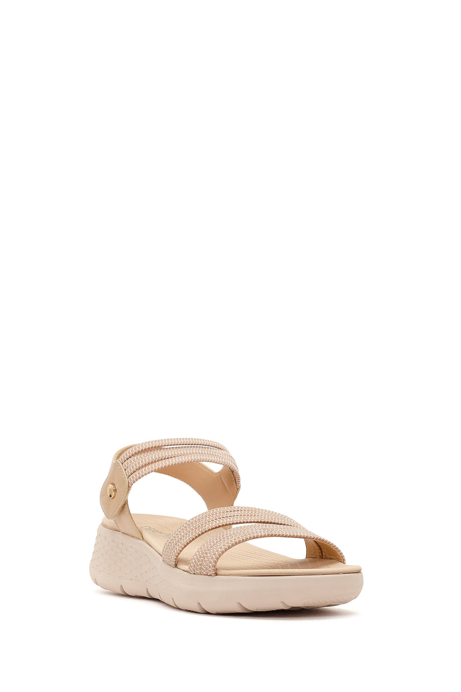 Women's Beige Chunky Sole Fabric Comfort Sandals