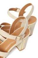 Woman Cream Ankle-Buckle Chunky-Heel Sandals | Derimod