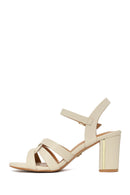 Woman Cream Ankle-Buckle Chunky-Heel Sandals | Derimod