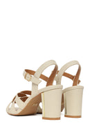 Woman Cream Ankle-Buckle Chunky-Heel Sandals | Derimod