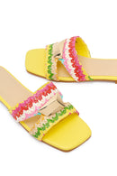 Women's Yellow Straw Slippers | Derimod