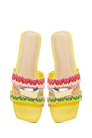 Women's Yellow Straw Slippers | Derimod