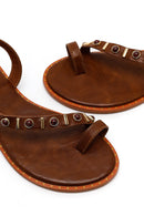 Woman Brown Embellished Flip-Flop Sandals | Derimod